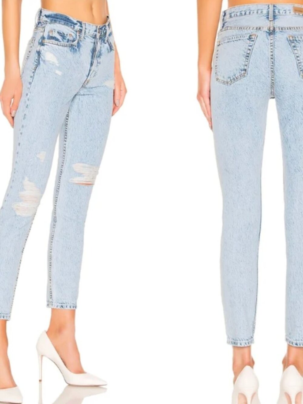 REVOLVE GRLFRND Karolina Button Fly Palladium Destroyed Distressed Jeans 28